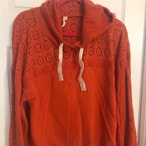 Orange Anthropologie (Daily Practice) hoodie.